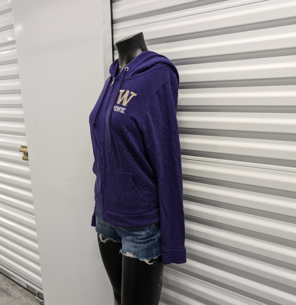 PINK Victoria's Secret Bling University Of Washington Full Zip Hoody - Picture 4 of 11